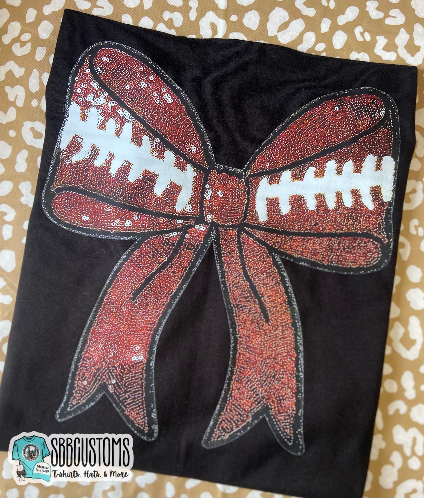 Football Bow Faux Sequins T-shirt