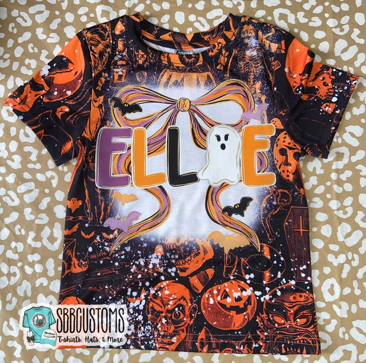 Custom Halloween Bow Name T-shirt