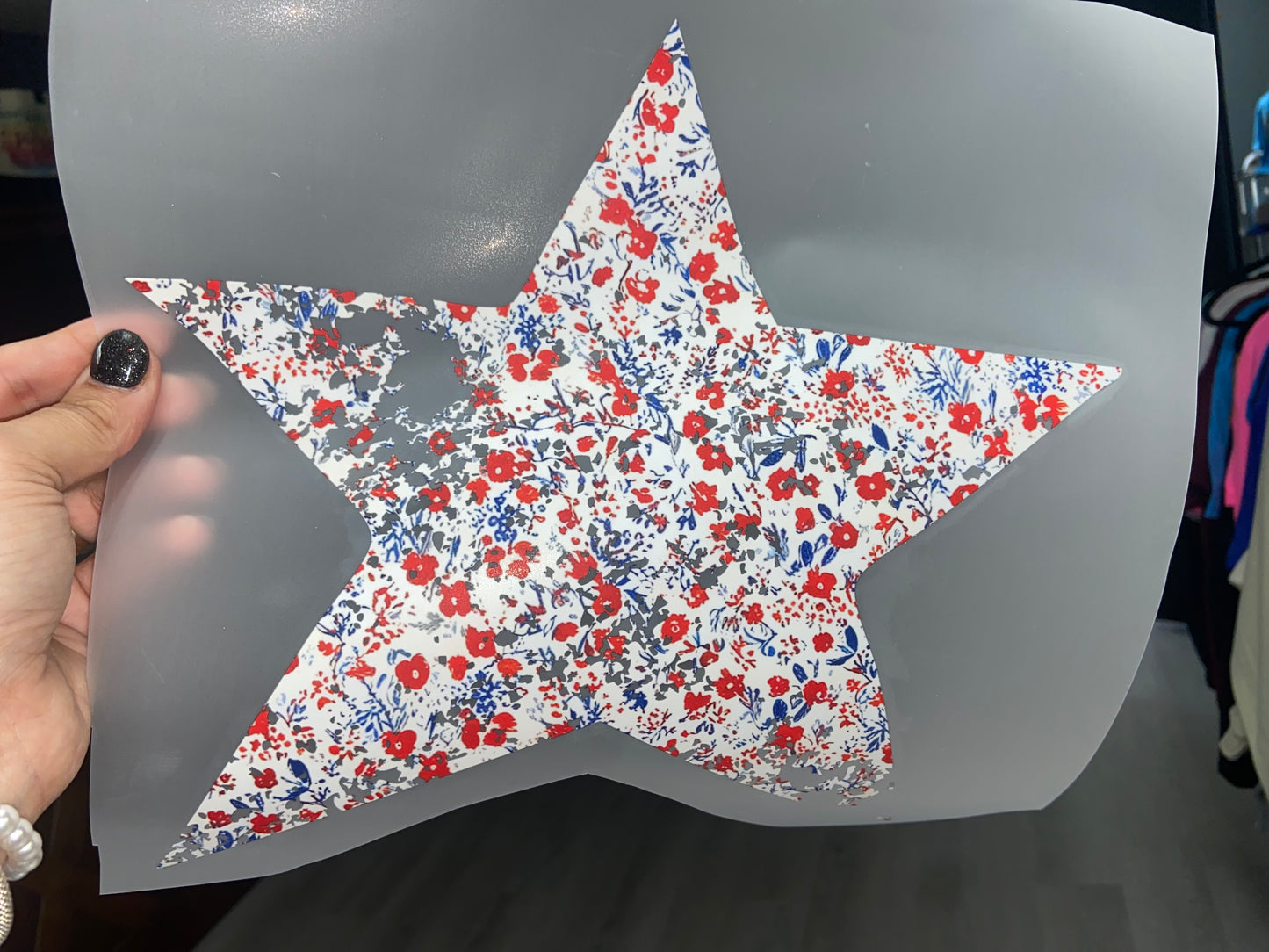 Quick Ship Floral Star Patriotic T-shirt