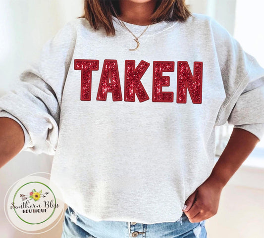 Taken Red Glitter Valentine Sweatshirt