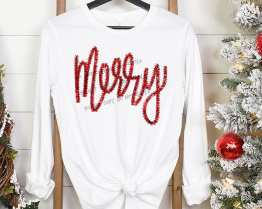 Merry Faux Stencil Sweatshirti