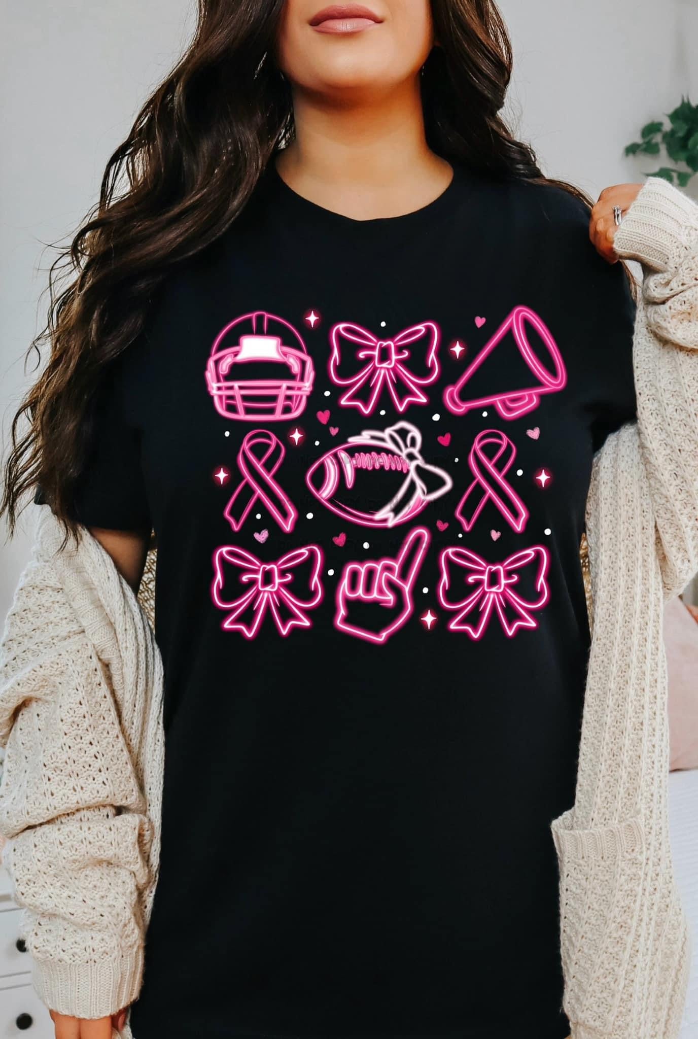 Pink Out Neon Football Team Spirit Colage T-Shirt