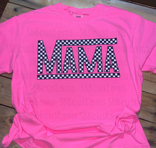 Mama Checkered Comfort Color T-Shirt