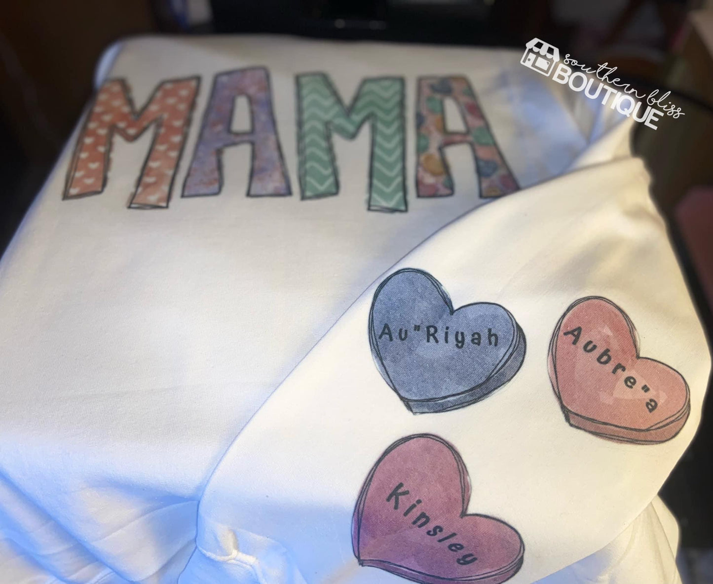 Mama Sweethearts Heart On Sleeve Sweatshirt