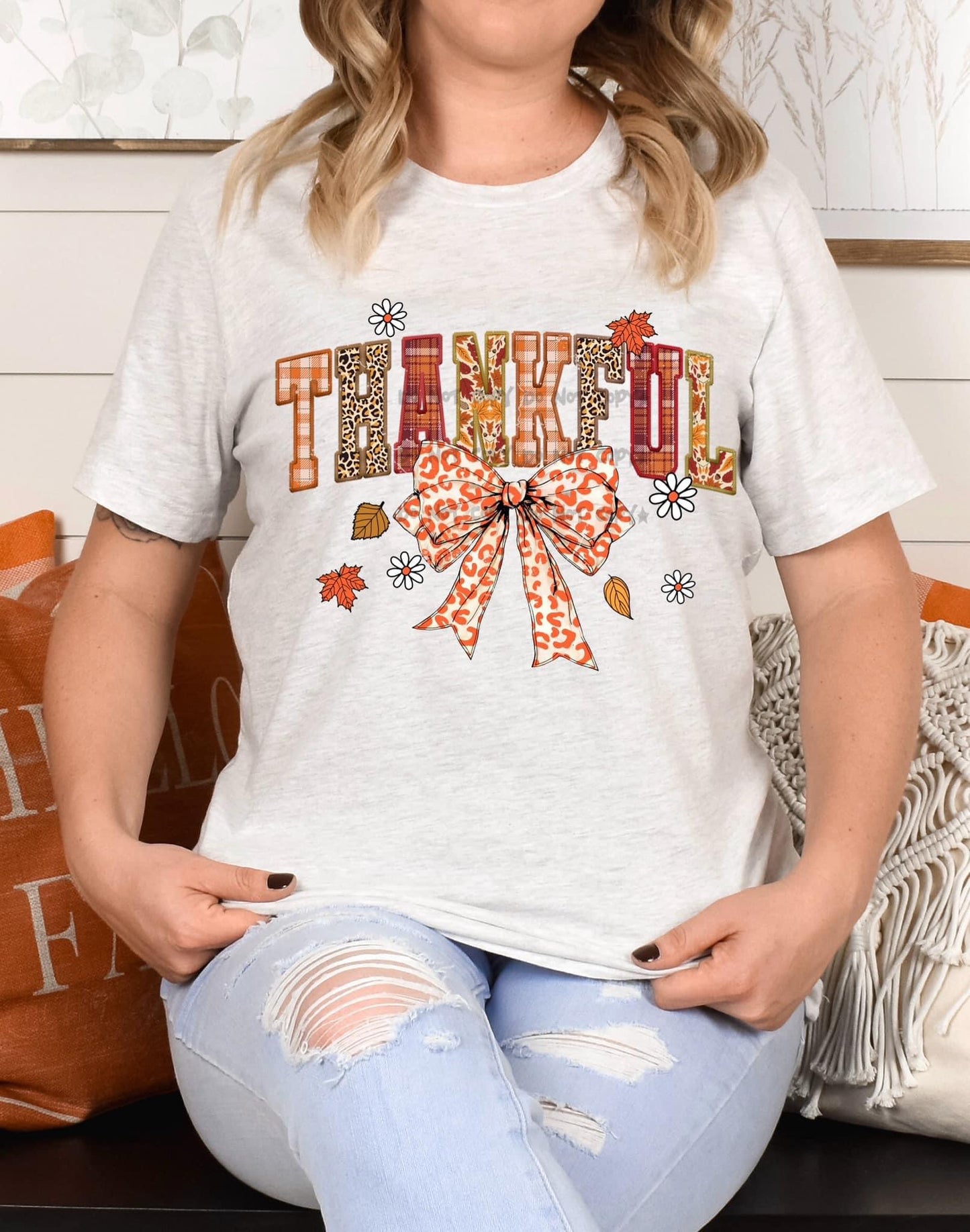 Thankful With Bow Fall T-Shirt