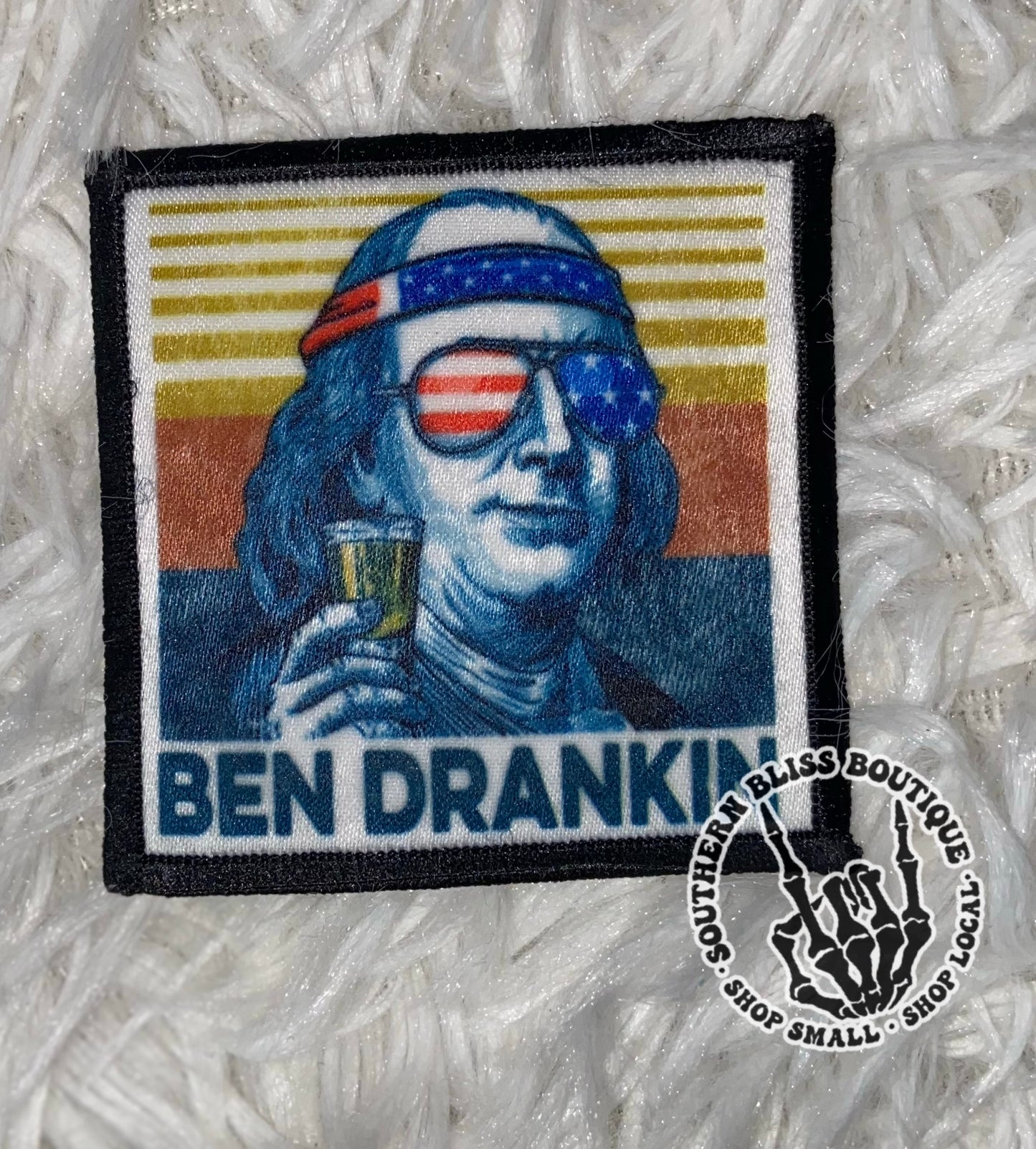 Ben Drankin’ Patriotic Trucker Hat Iron On Patch Only