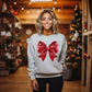 Red Faux Sequin Christmas Bow T-shirt