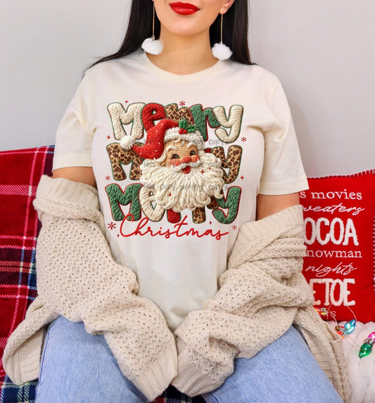 Merry Christmas Yarn Santa Adult Top
