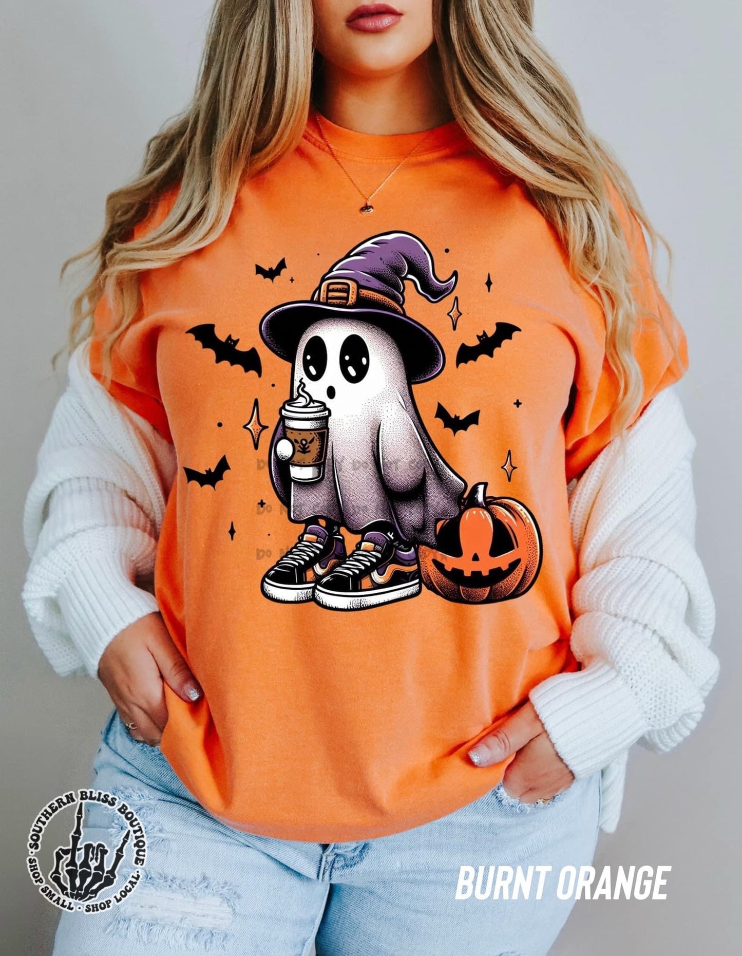 Coffee Drinking Ghost Halloween T-Shirt