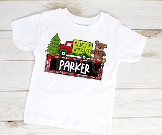 Custom Santa’s Workshop Truck Baby, Toddler, Youth Shirt