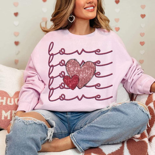 Love Stacked Hearts Shimmer Sweatshirt