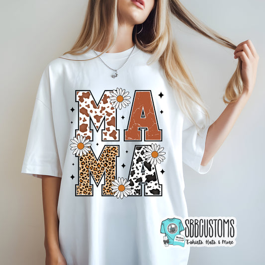 Mama Cheetah And Cow Print T-shirt