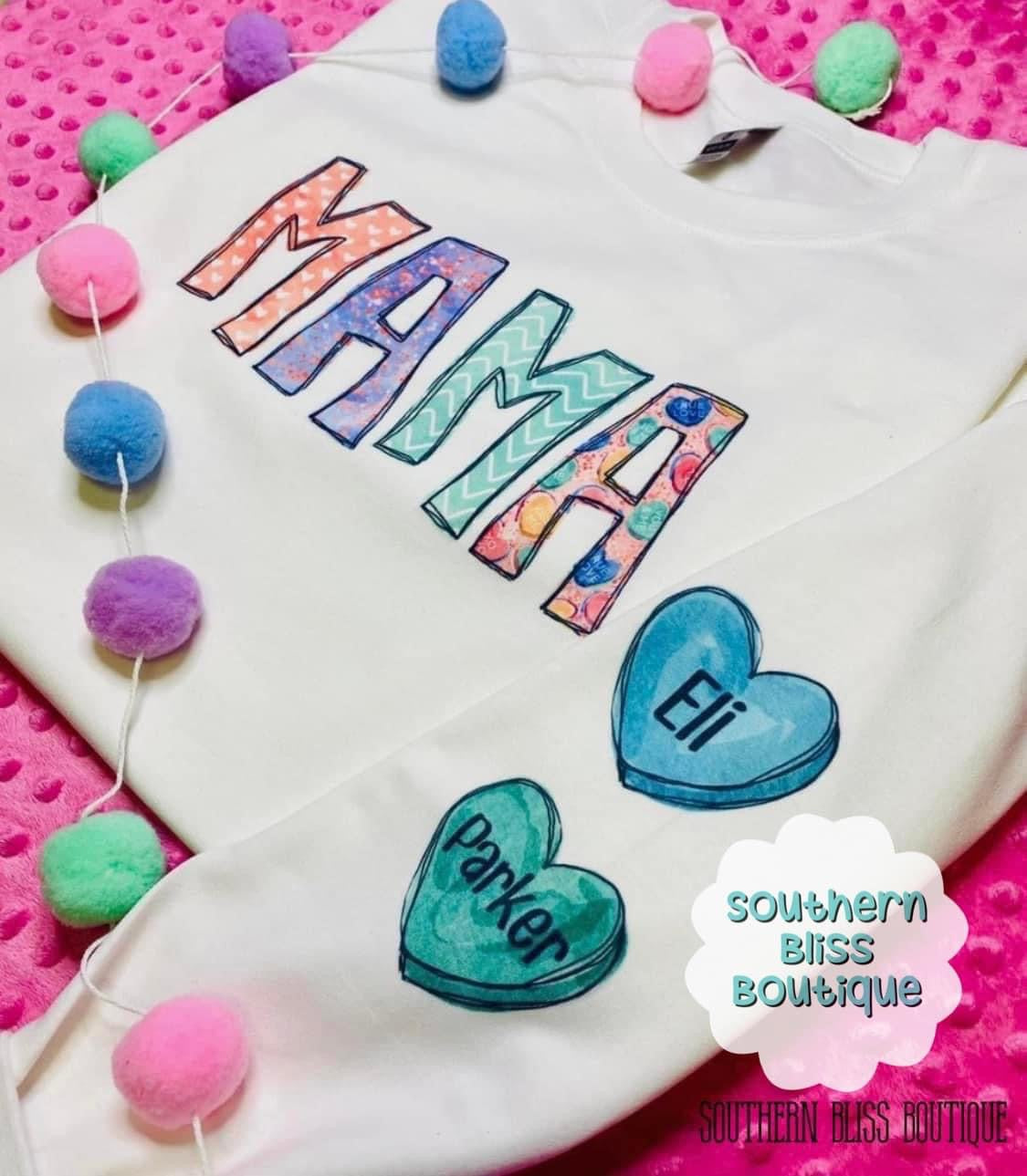 Mama Sweethearts Heart On Sleeve Sweatshirt