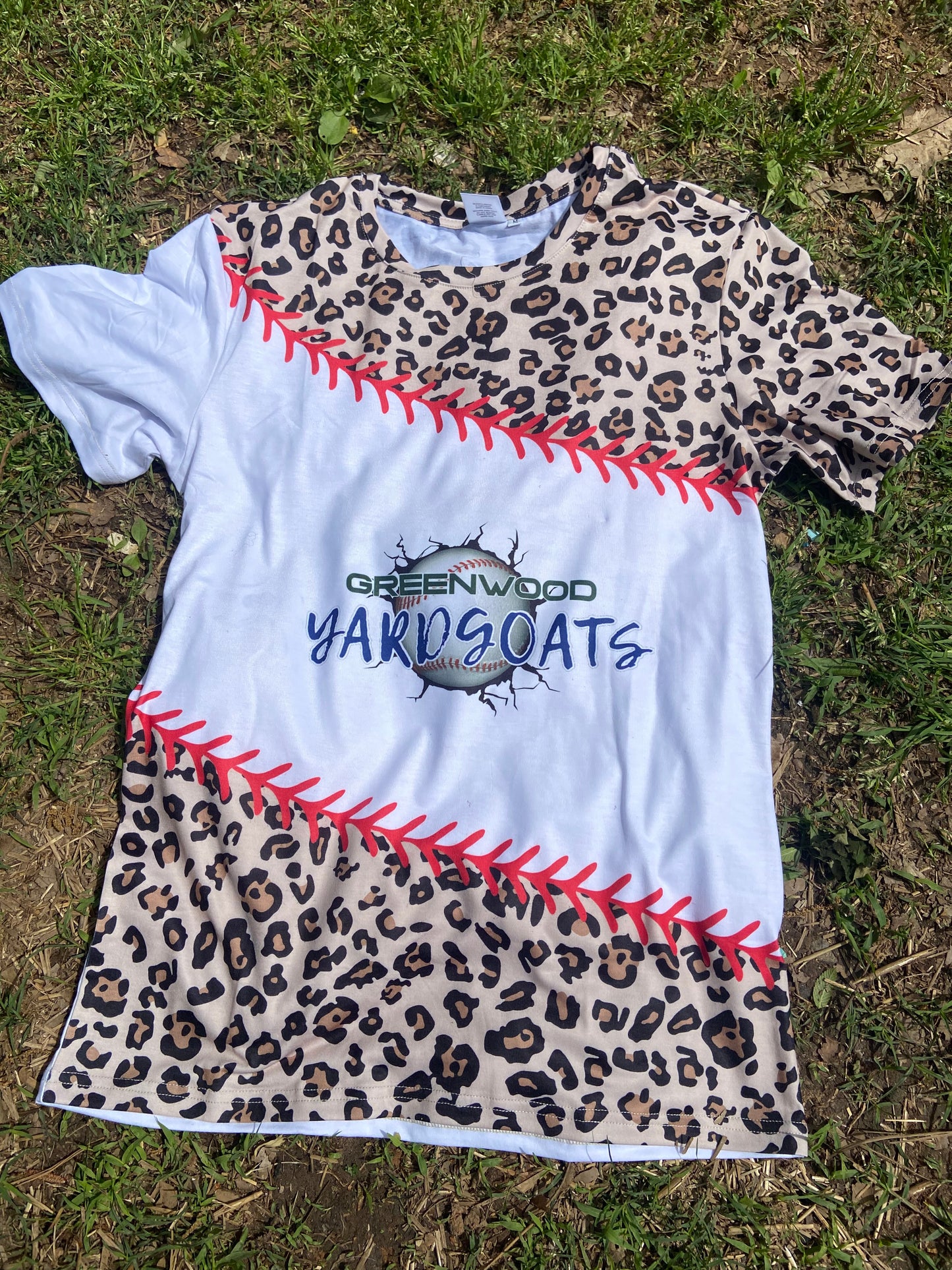 Custom Leopard Baseball Speciality Bleached Tee