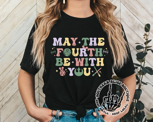 May The Fourth Be With You Groovy Adult T-Shirt