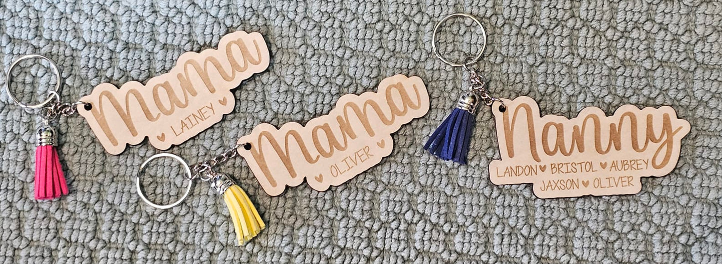 Mother's Day Engraved Keychain Custom Names PERORDER