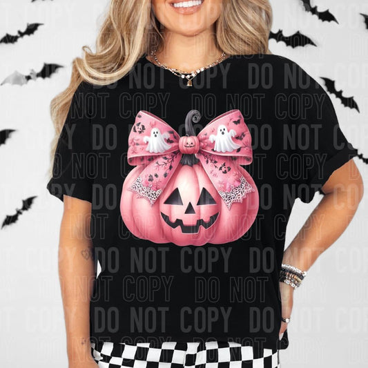 Pink Pumpkin With Bow T-shirt