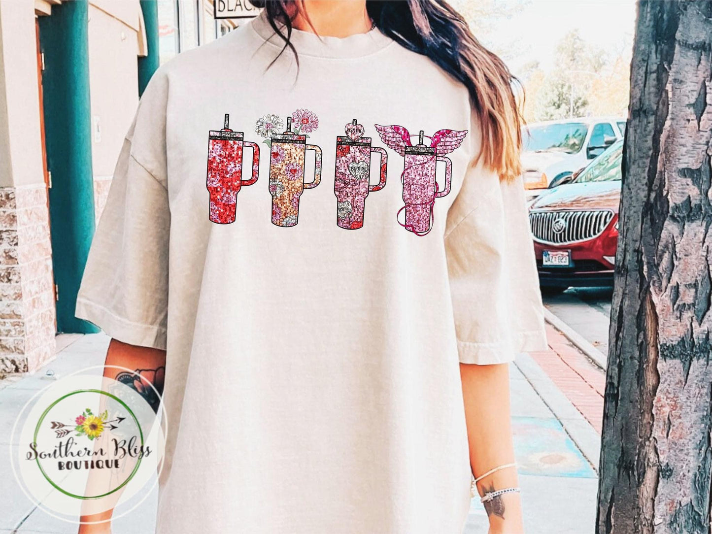 Glitter Valentine Big Cups Comfort Color T-Shirt