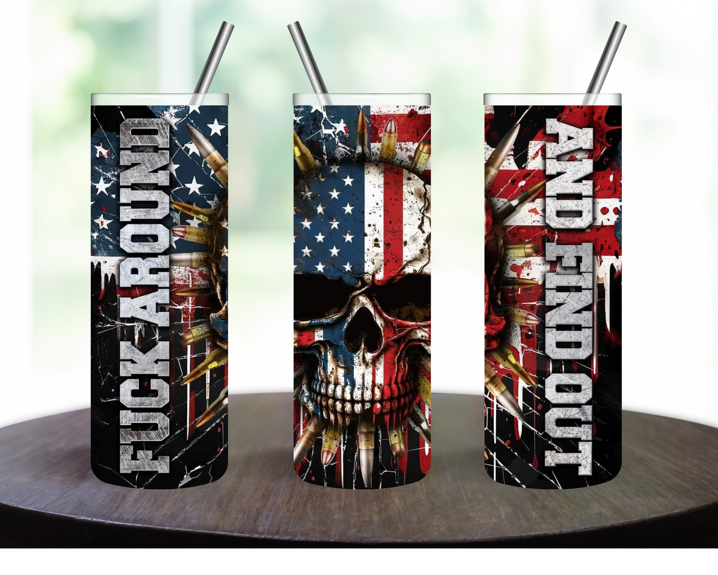 FAFO Red White & Blue Skull 20oz Tumbler