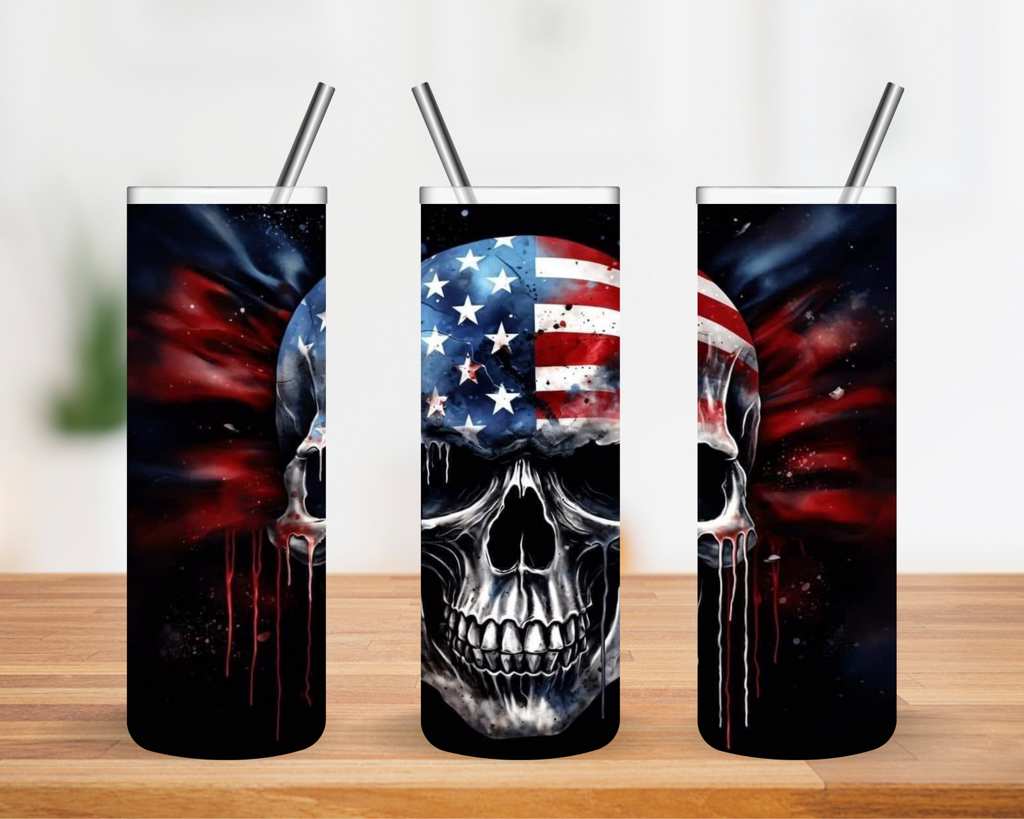 Red White & Blue Skull 20oz Tumbler