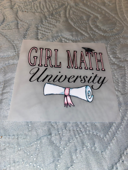 Girl Math University DTF Hat Print 3x3in