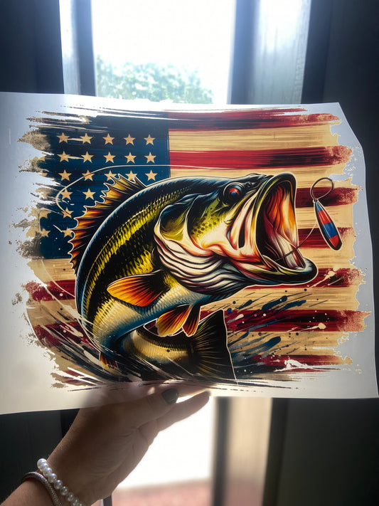 Quick Ship Fish Flag Patriotic T-shirt