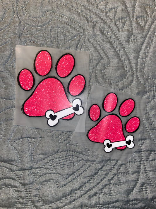 Pink Glitter Paw W/ Bone DTF Hat Print