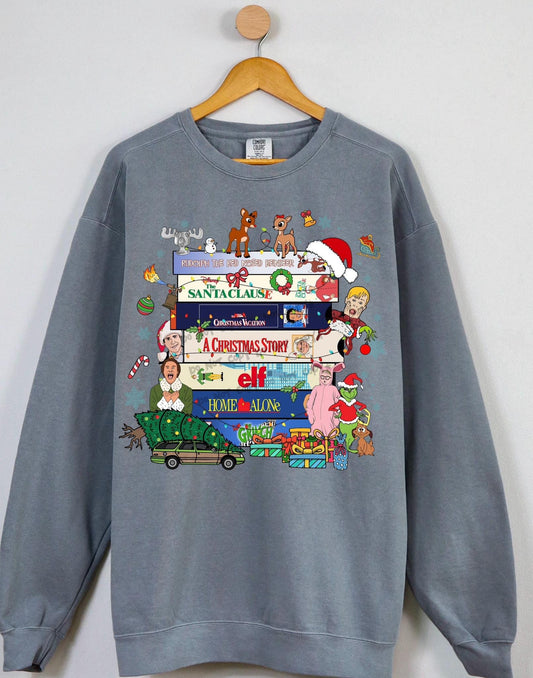 Christmas VHS Stacked Sweatshirt