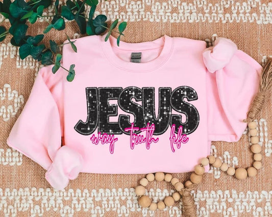 Jesus Way Truth Life Shimmer Sweatshirt