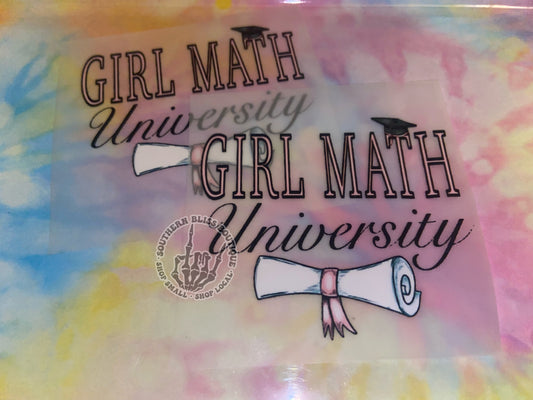 Girl Math University DTF Hat Print