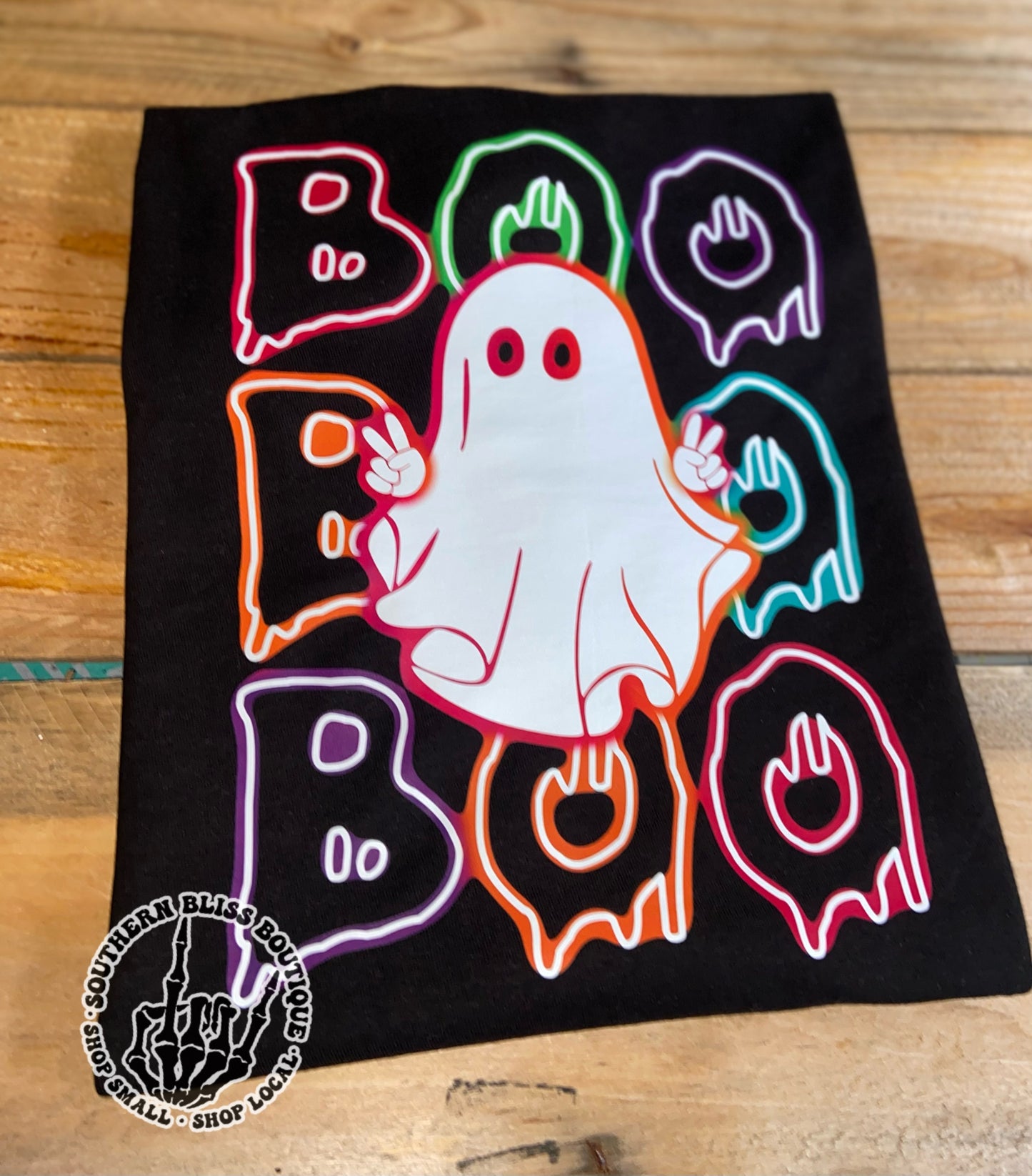 Boo Neon Ghost Halloween T-Shirt