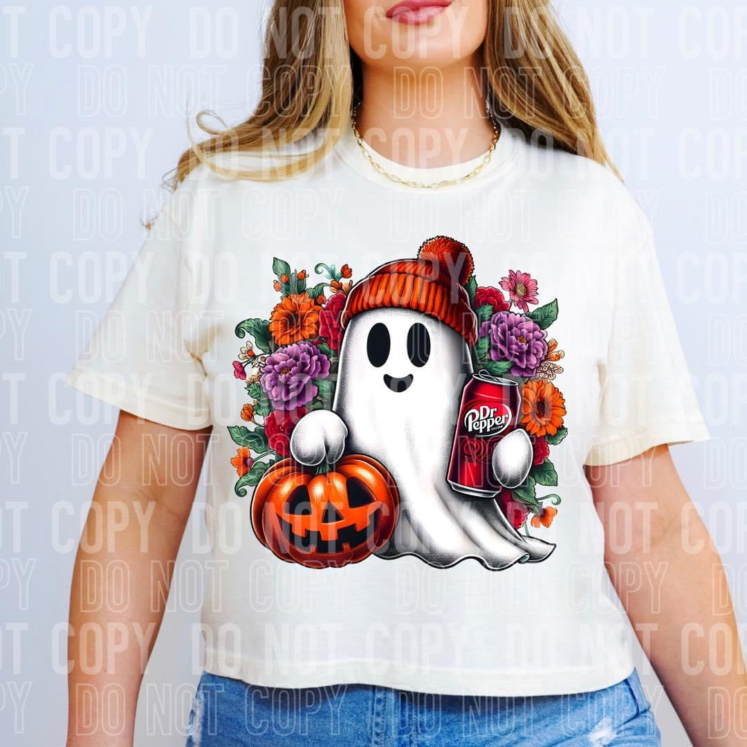 Ghost Holding Soda Halloween T-shirt