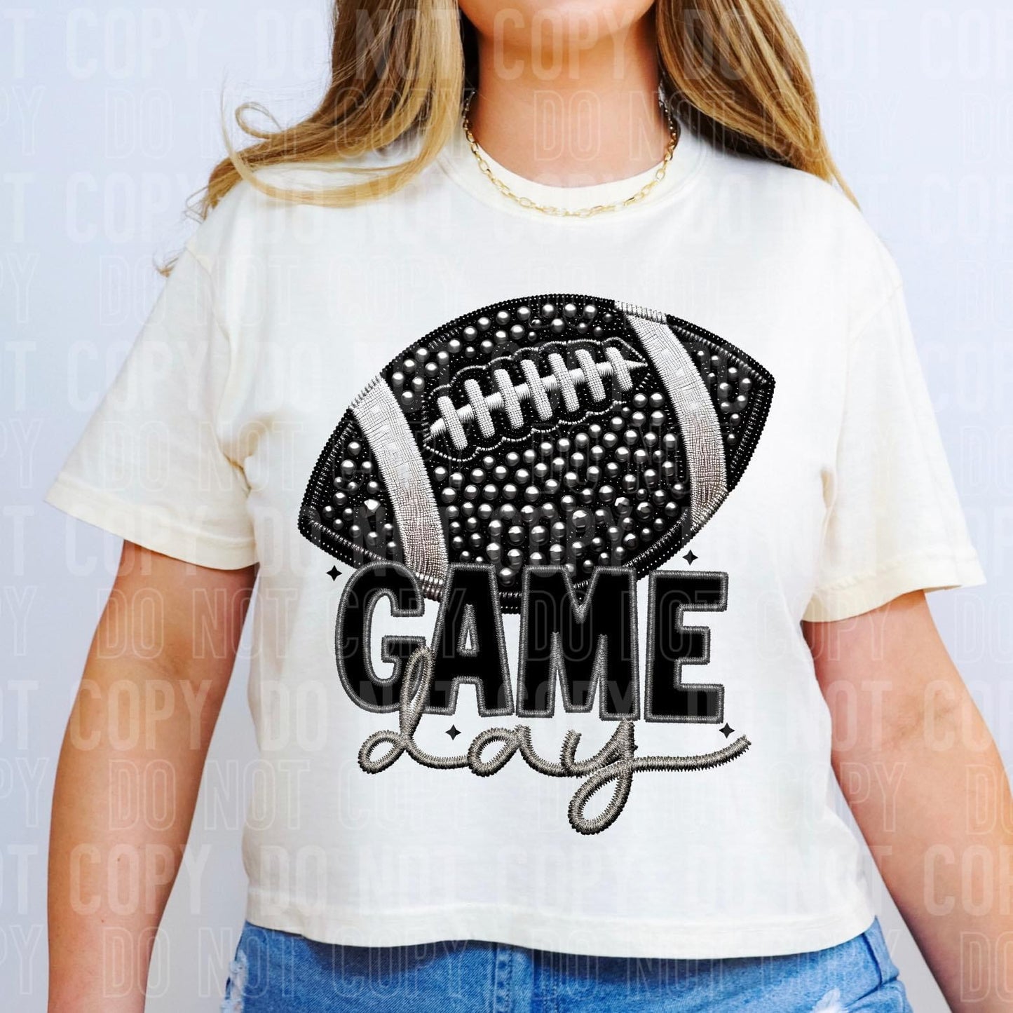 Football Game Day Boujee Rhinestone Look T-shirt