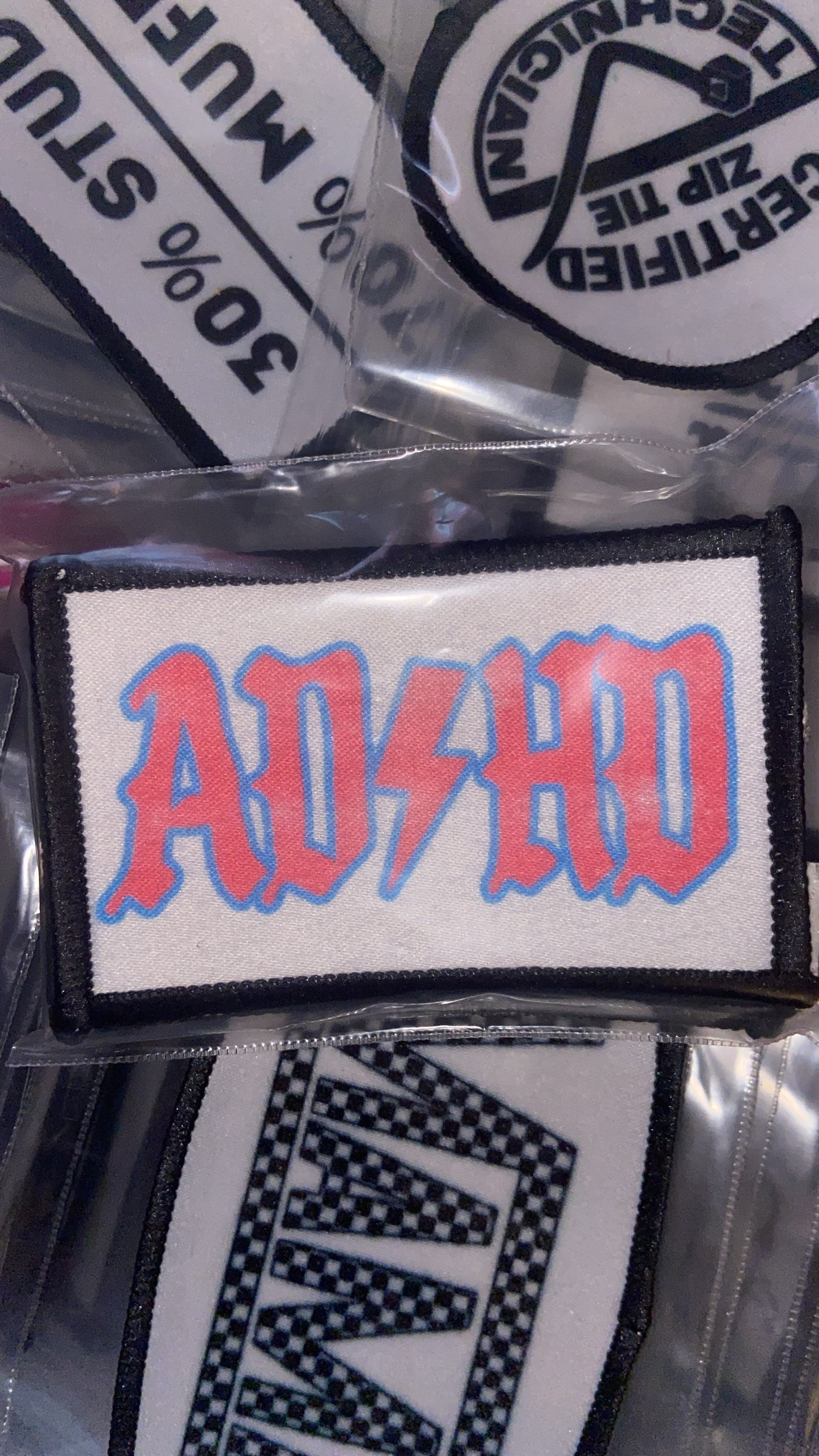 ADHD Lighting Bolt Trucker Hat Iron On Patch Only