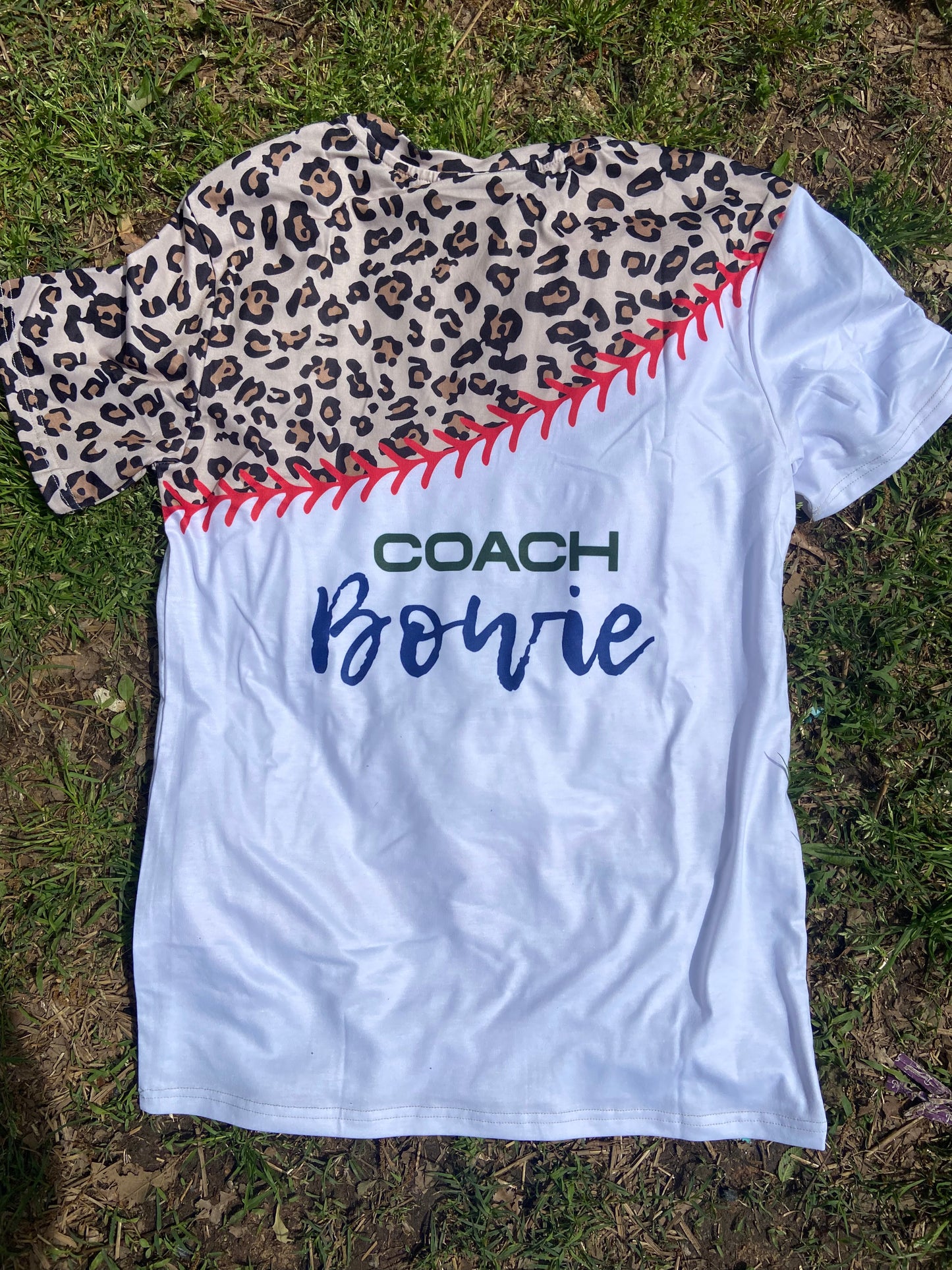 Custom Leopard Baseball Speciality Bleached Tee