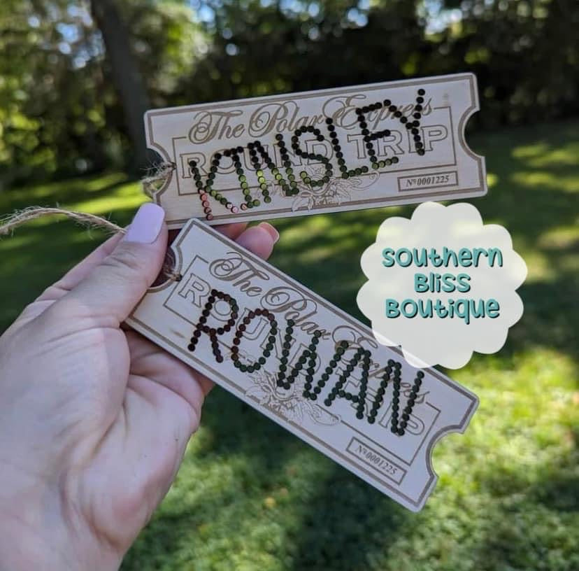 Engraved Name Ticket Ornament Preorder