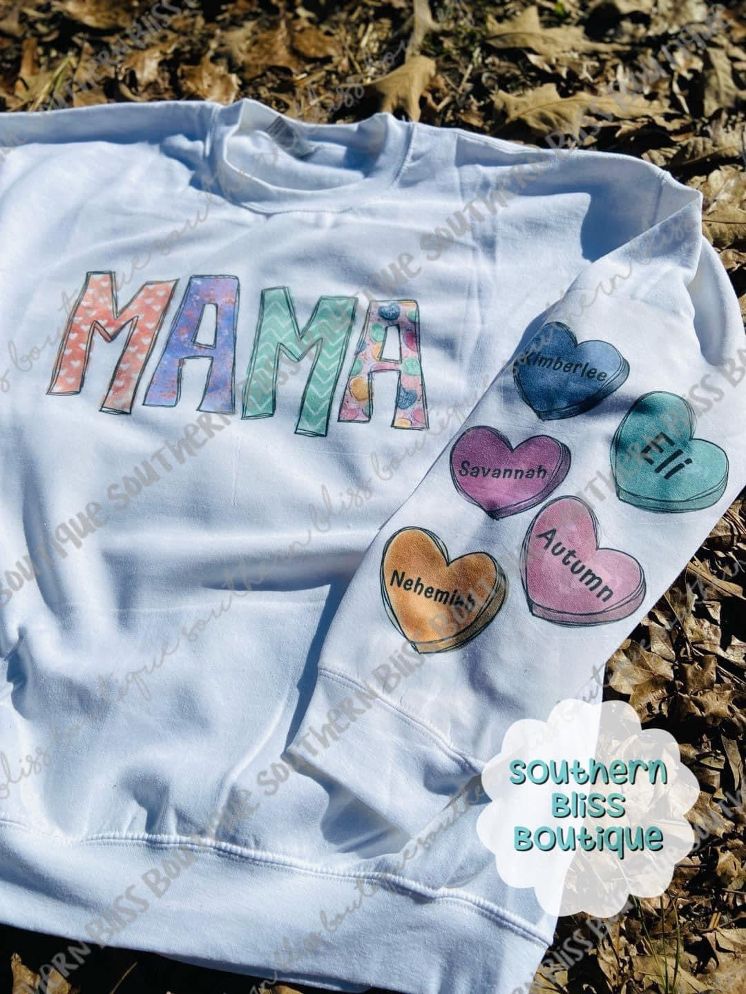 Mama Sweethearts Heart On Sleeve Sweatshirt