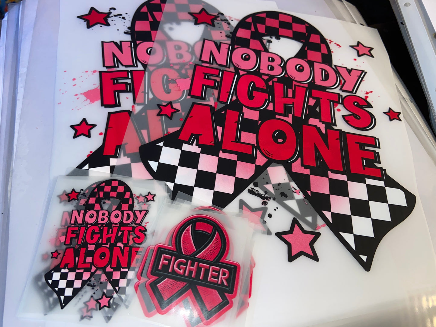 Nobody Fight Alone Breast Cancer DTF Hat Print