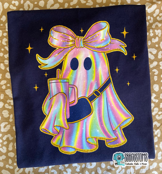 Holographic Ghost with Tumbler T-shirt