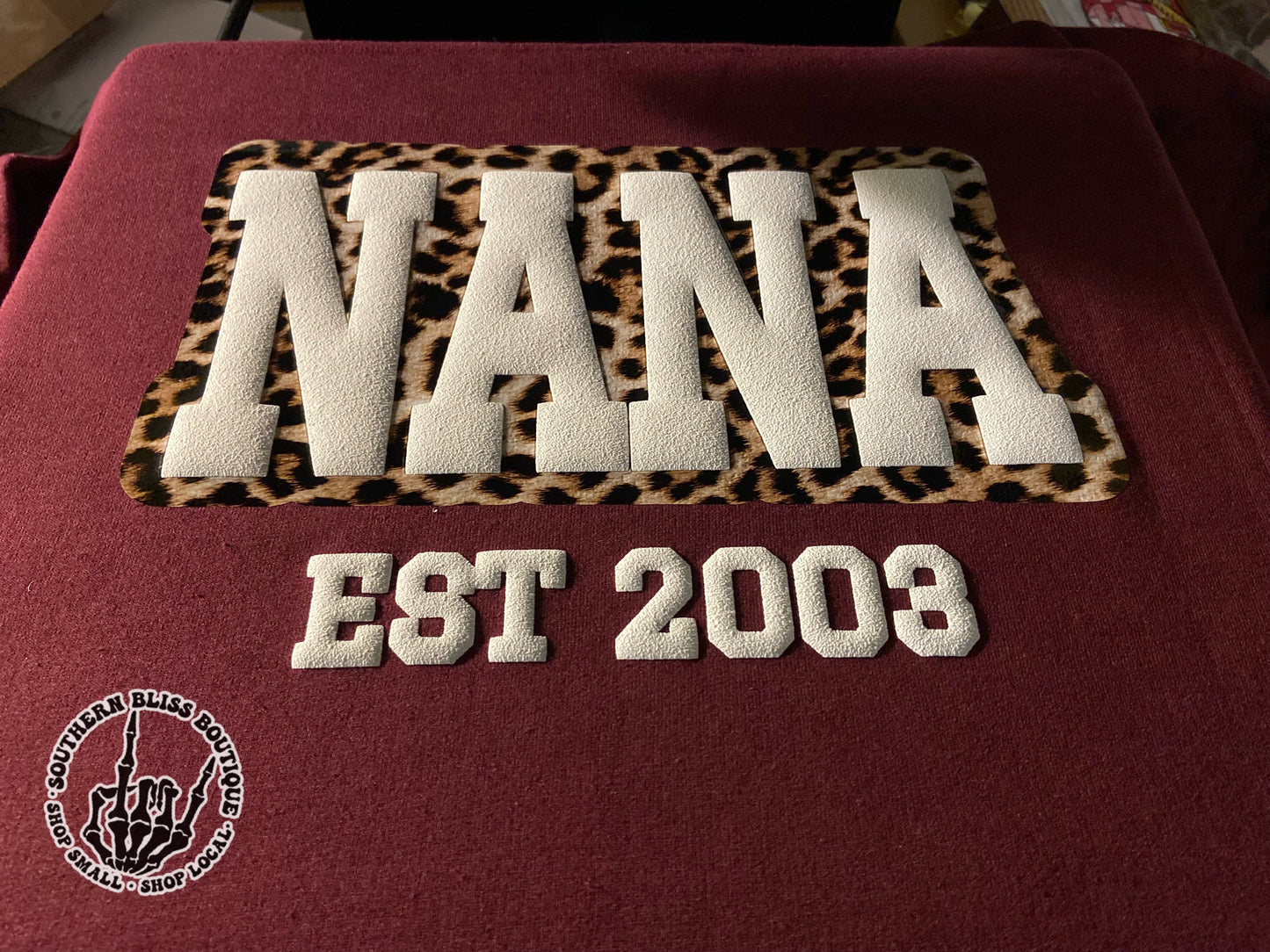 Cheetah Offset With Puff Custom Title Sweatshirt With Names On Sleeve