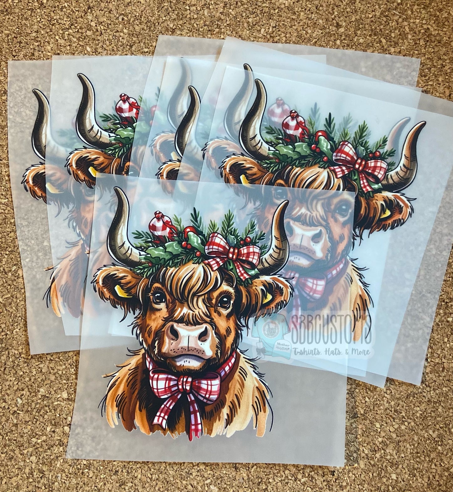 Highland Cow Christmas DTF Trucker Hat Patch Only