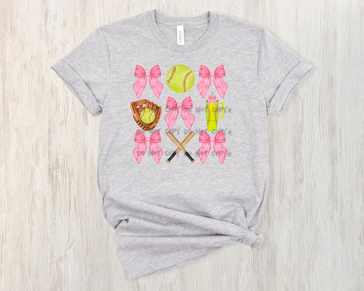 Pink Bows & Softball T-Shirt