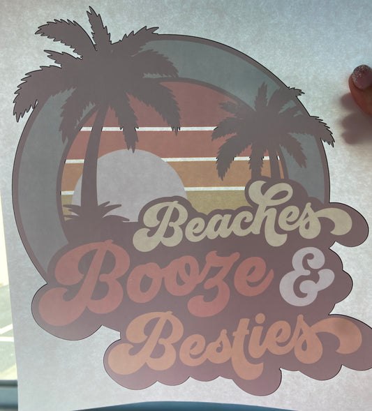 Quick Ship Beaches Booze & Besties T-shirt