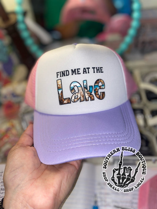 Find Me At The Lake Lavender Trucker Hat