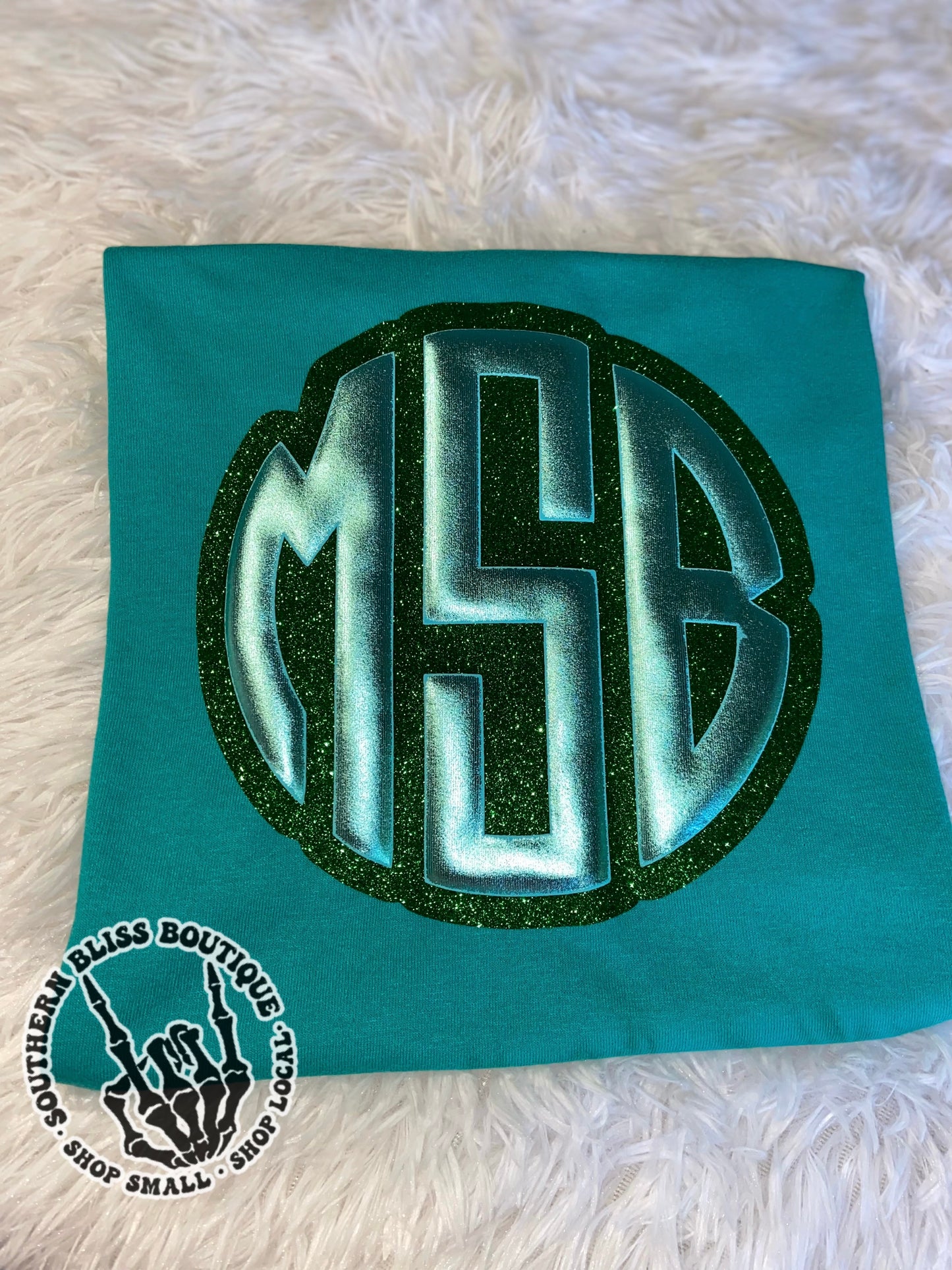 Monogram Metallic Puff With Glitter Offset T-Shirt