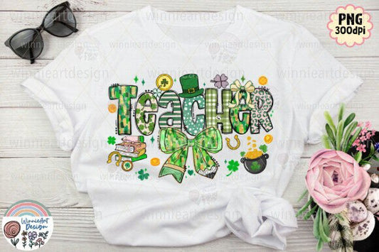 Teacher Bow St Patricks T-shirt