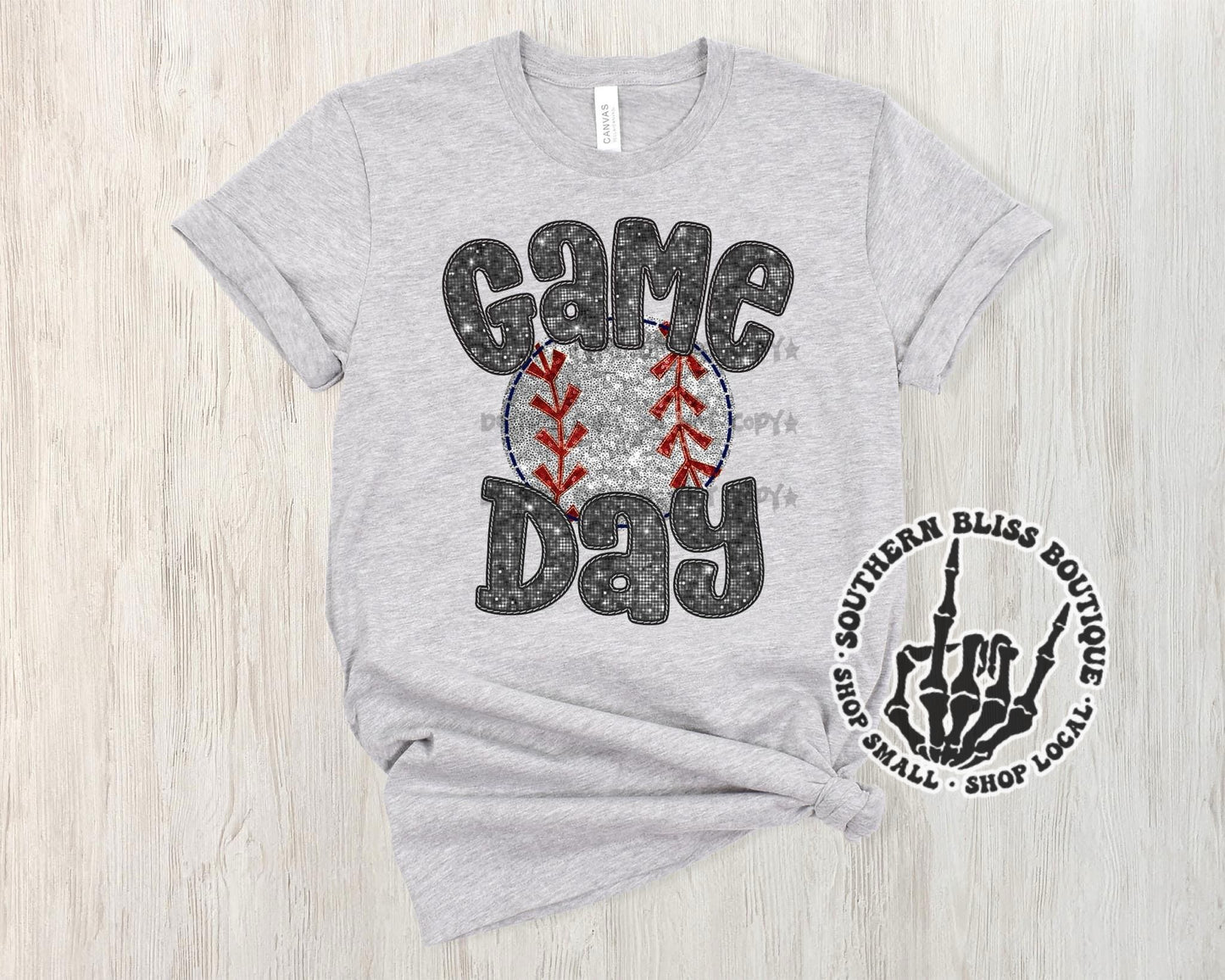 Gameday Baseball Faux Glitter T-Shirt