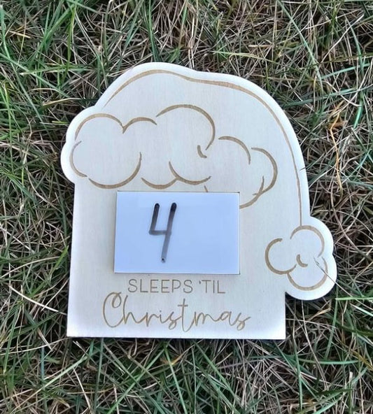 Sleeps Til Christmas Dry Erase Board Engraved Custom Preorder