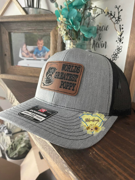 Worlds Greatest Poppy, Papa, Daddy Fish Custom Richardson Hat