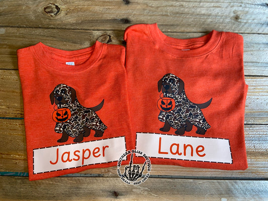 Custom Name Camo Dog Halloween T-Shirt